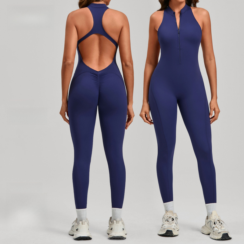 ชุดจั๊มสูทโยคะแบบซิปสำหรับฤดูใ - Yoga Fitness Jumpsuit บทวิจารณ์และราคา