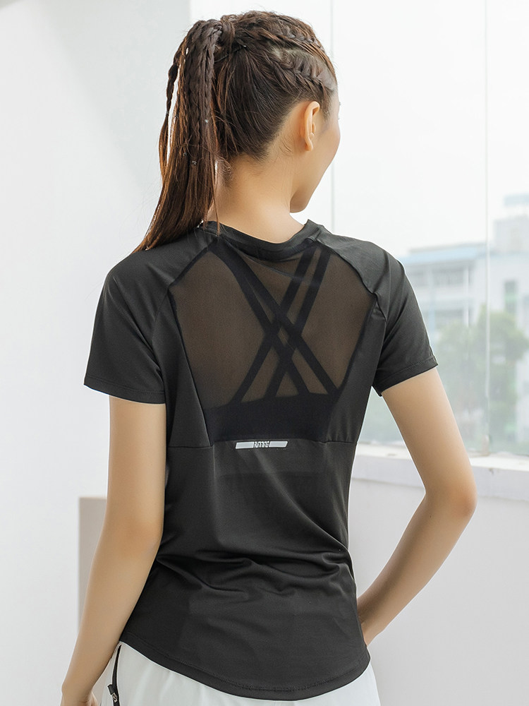 เสื้อยืดออกกำลังกายผู้หญิงแขนส - Yoga Fitness Training บทวิจารณ์และราคา