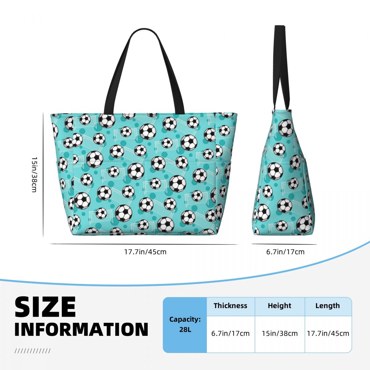 ลูกฟุตบอลและโกลลายสีเขียวอมฟ้า - Yoga Fitness Tote บทวิจารณ์และราคา