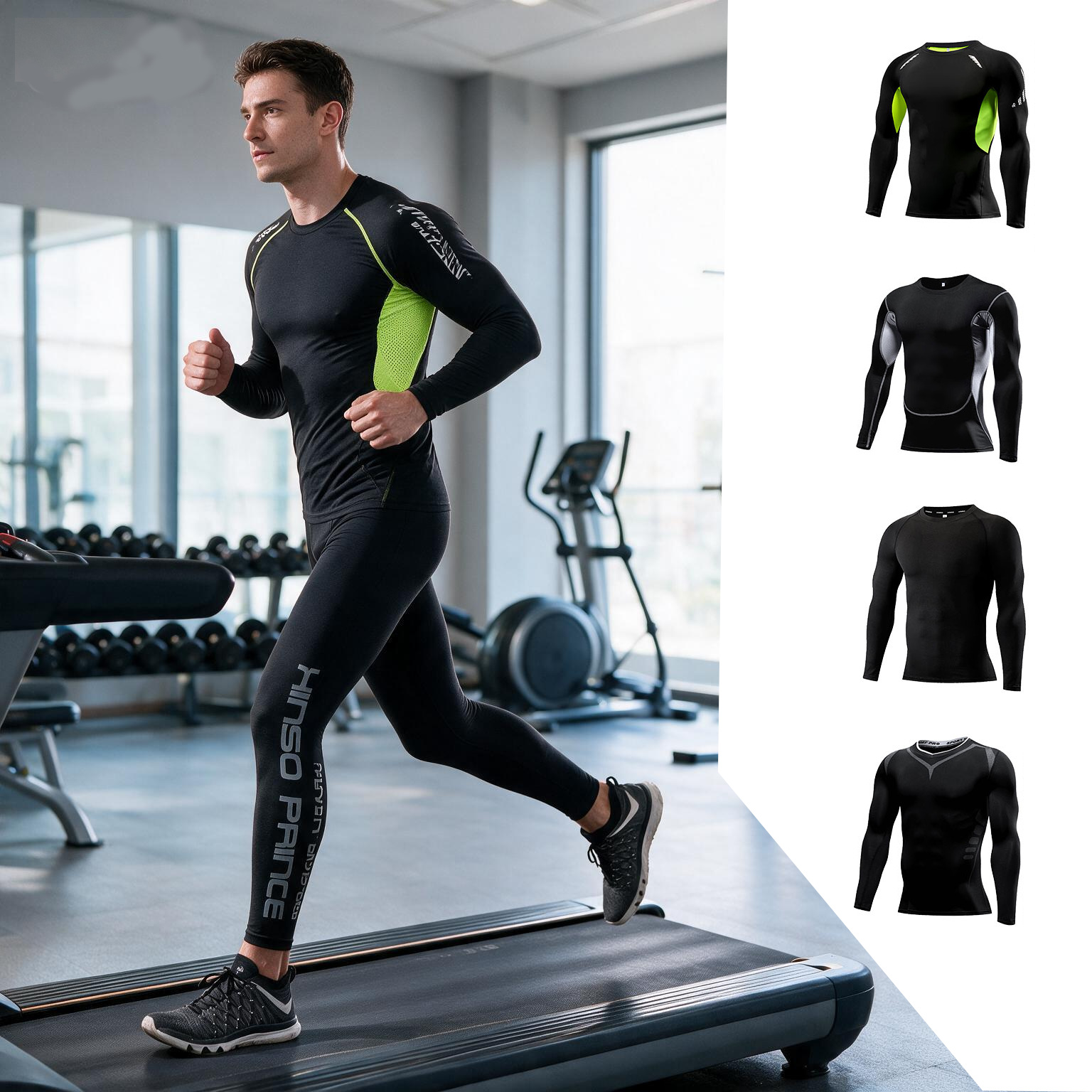 ชุดกีฬาบีบรัดรูปสำหรับผู้ชายปี - Yoga Fitness Training บทวิจารณ์และราคา