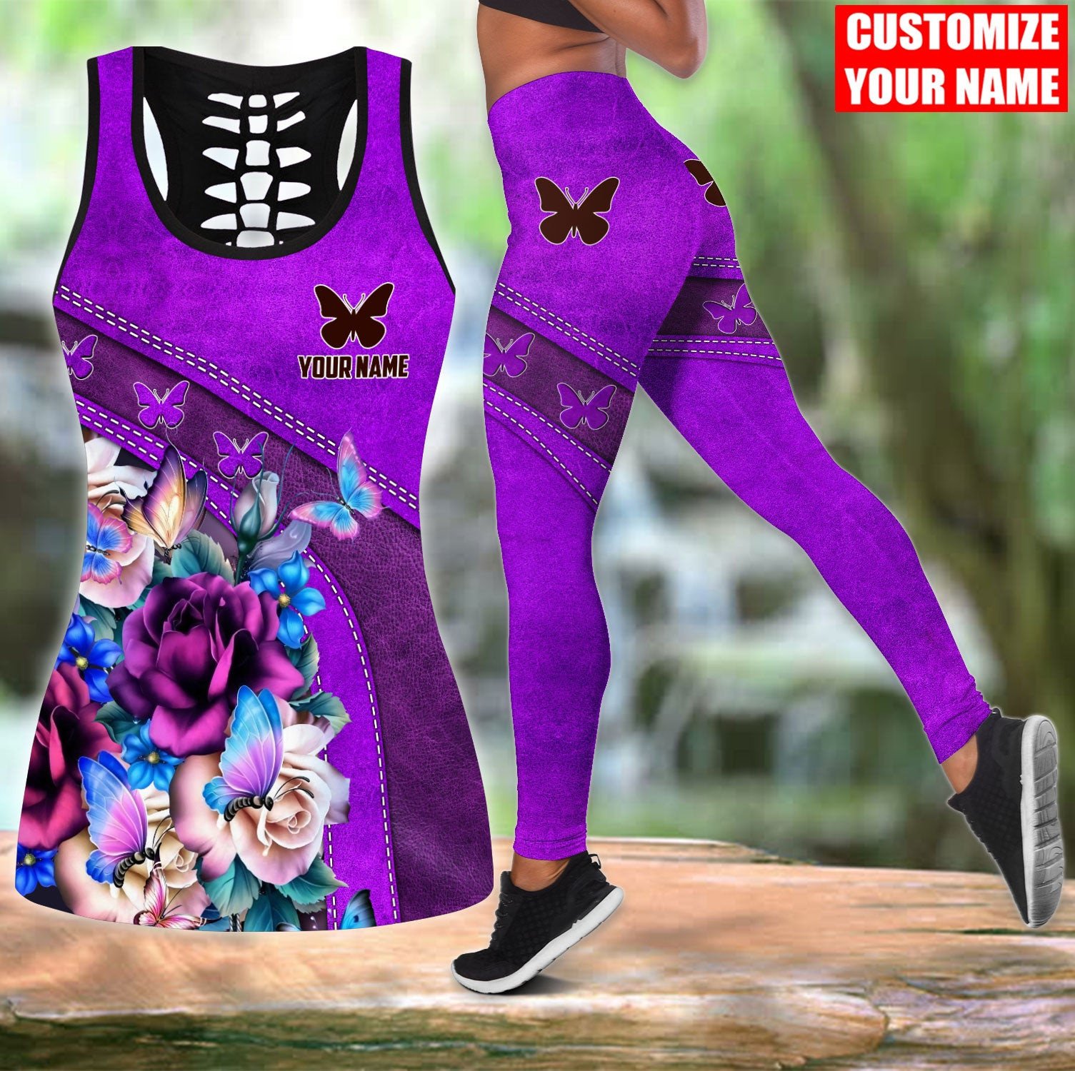 ชุดเสื้อกล้ามและกางเกงเลกกิ้งพ - Yoga Fitness Name บทวิจารณ์และราคา
